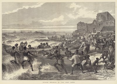 Invalids embarking at Cape Coast Castle by English School