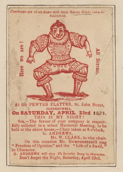 Invitation to Harmonic Meeting at the Pewter Platter by English School