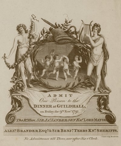 Invitation to a Banquet at the Guildhall, London, on 9 November 1792 by English School