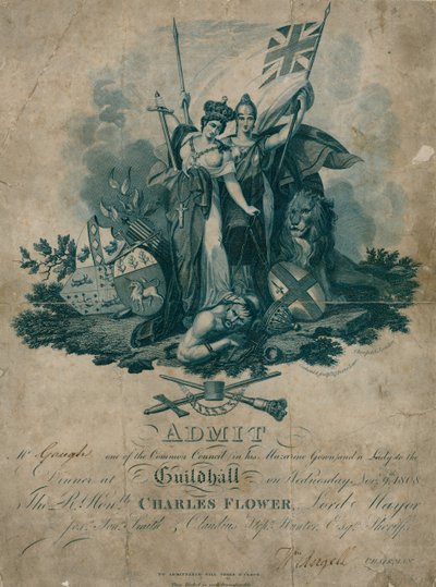 Invitation to a Banquet at the Guildhall, London, on 9 November 1808 by English School