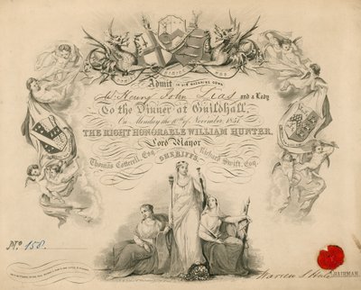 Invitation to a Banquet at the Guildhall, London, on 9 November 1851 by English School