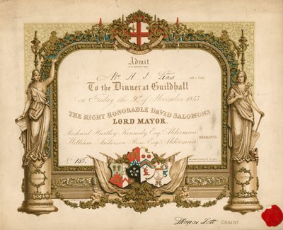 Invitation to a Banquet at the Guildhall, London, on 9 November 1855 by English School