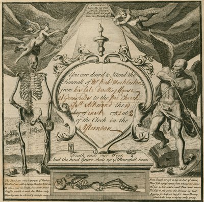 Invitation to attend the funeral of Mr Richard Mackleston in 1732 by English School