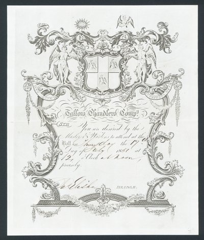 Invitation to the Tallow Chandlers Company ball, London by English School