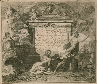 Invitation to the funeral of Mr Nicholson at St Alphage, London Wall, in 1753 by English School