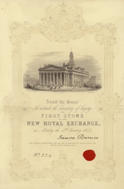 Invitation to the Laying of First Stone of the New Royal Exchange by English School