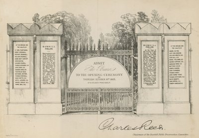 Invitation to the Opening of Bunhill Fields Cemetery by English School