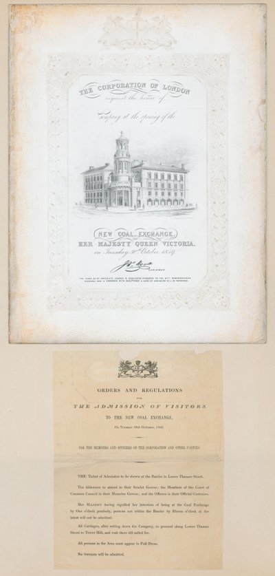 Invitation to the Opening of the New Coal Exchange, 30 October 1849 by English School