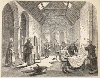 Ironing-room at the Brixton Prison, illustration from The Criminal Prisons of London and Scenes from Prison Life by Henry Mayhew and John Binny, pub. 1862 by English School