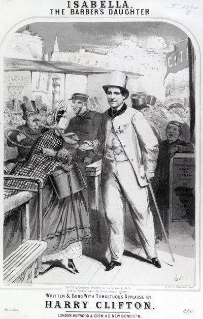 Isabella the Barbers Daughter, Advert for the Music of Harry Clifton, 1865 by English School