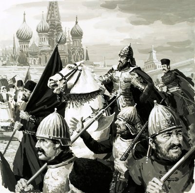 Ivan, Czar of Russia, proved his worth in battle against the Tartars by English School