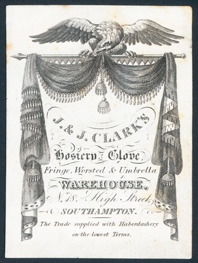 J & J Clarks, hosiery, glove, fringe, worsted and umbrella warehouse by English School
