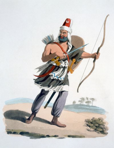 Janissary of Arabia, from The Military Costume of Turkey, 1830 by English School