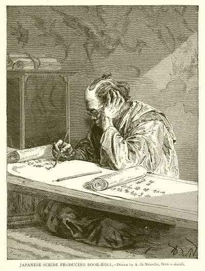 Japanese Scribe producing Book-Roll by English School