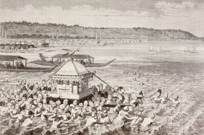 Japanese fishermen celebrating Gots-Tennoo in the 19th century by English School