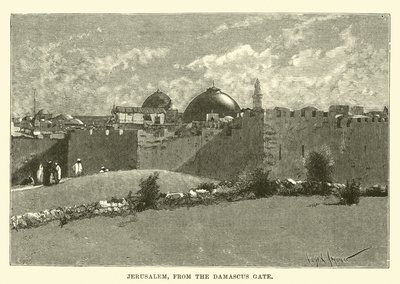 Jerusalem, from the Damascus Gate by English School