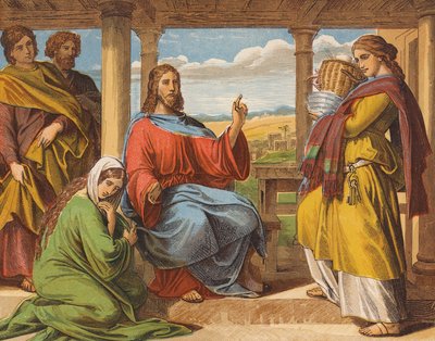 Jesus Christ in the house of Martha and Mary by English School
