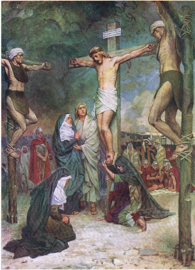 Jesus on the cross, from The Bible Picture Book published by Thomas Nelson, c.1950 by English School