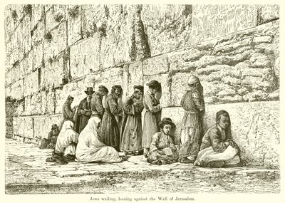 Jews Wailing, Leaning against the Wall of Jerusalem by English School