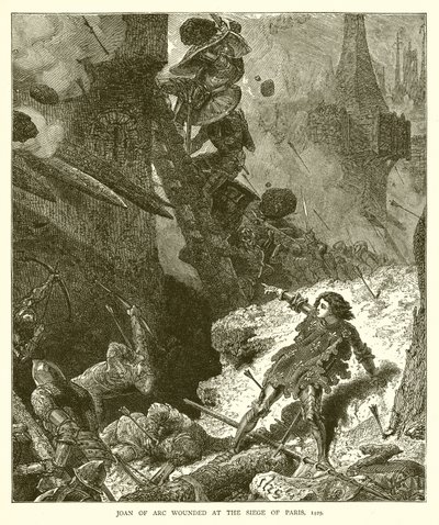 Joan of Arc Wounded at the Siege of Paris, 1429 by English School