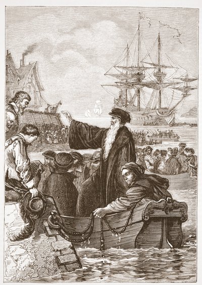 John Alasco and his Congregation Leaving England by English School