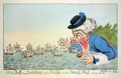 John Bull the Leviathan of the Ocean or the French Fleet Sailing into the Mouth of the Nile December 12th by English School