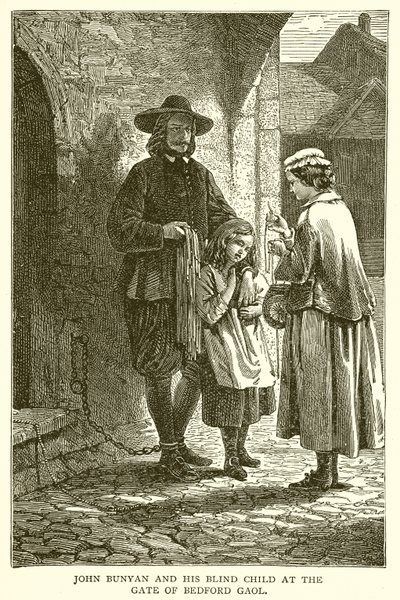 John Bunyan and his Blind Child at the Gate of Bedford Gaol by English School