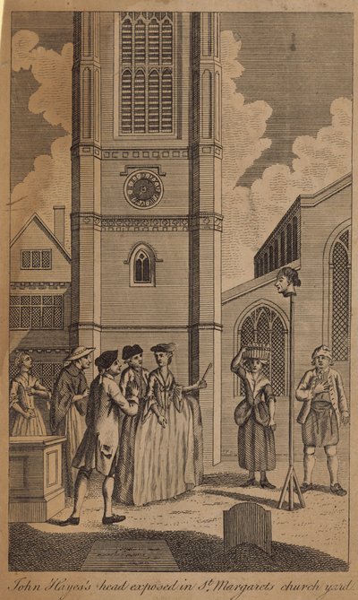 John Hayess head exposed in St Margarets church yard by English School