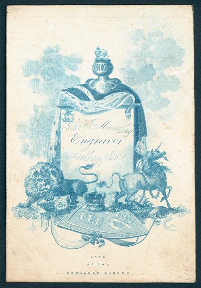 John J Macaulay, engraver, trade card by English School