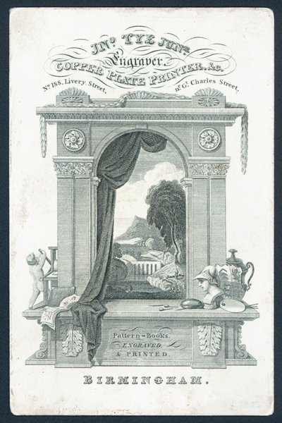 John Tye, Junior, copper plate printer, trade card by English School