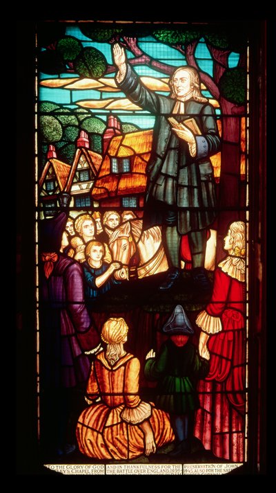 John Wesley Preaching the Gospels in England by English School