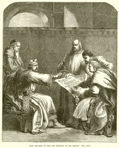 John Refusing to Sign the Articles of the Barons by English School