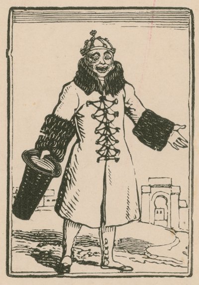 Joseph Grimaldi as Clown singing All the World in Paris, Surrey Theatre, 1814 by English School