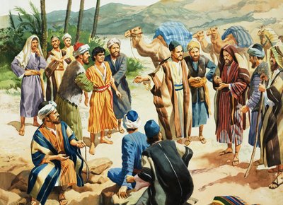 Joseph being sold for 20 pieces of silver by English School