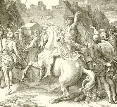 Joshua Encircling the Walls of Jericho by English School