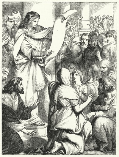 Josiah, King of Judah, reading the Law to the people by English School