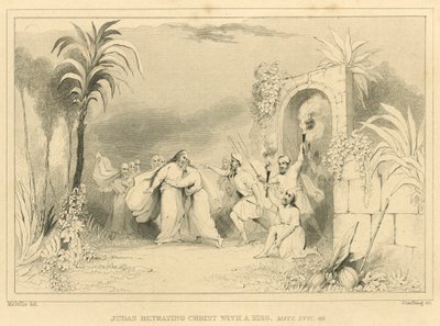 Judas Betraying Christ with a Kiss, Matthew XXVI, 49 by English School