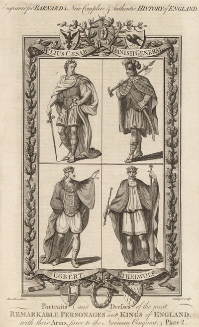 Julius Caesar, A Danish General, Egbert and Ethelwolf, Illustration from 