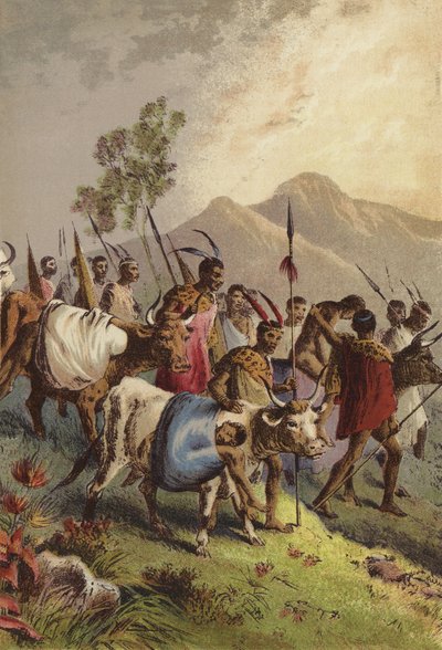 Kaffirs carrying their wounded from the war by English School