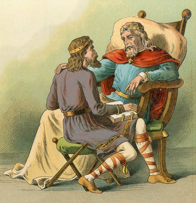 King Alfred Giving Advice to His Son by English School