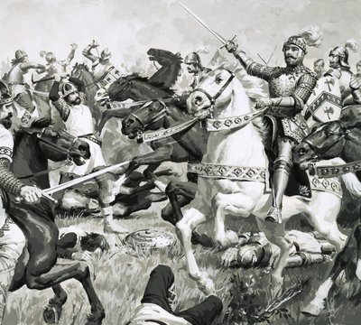 King Arthur led the Britons to overwhelming victory against the Saxons by English School