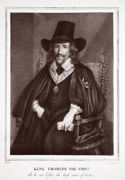 King Charles the First, As he sat before the high court of justice, engraved by de Langlume by English School