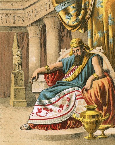 King Darius troubled about Daniel by English School