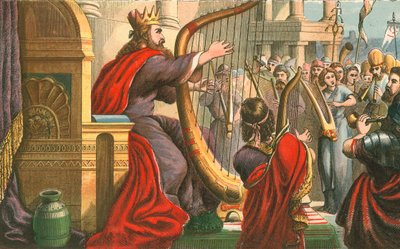 King David Singing Psalms by English School