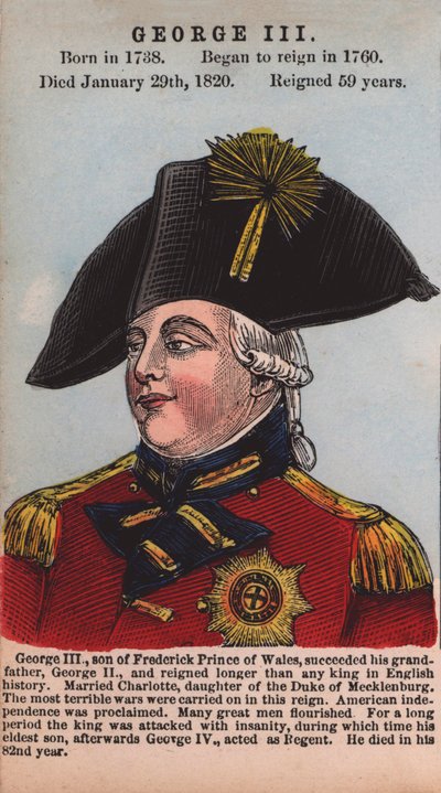 King George III (coloured engraving) by English School