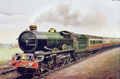 King George V of the G.W.R Cornish Railway Express, illustration from The Wonder Book of Railways, fourteenth edition edited by Harry Golding, 1929 by English School