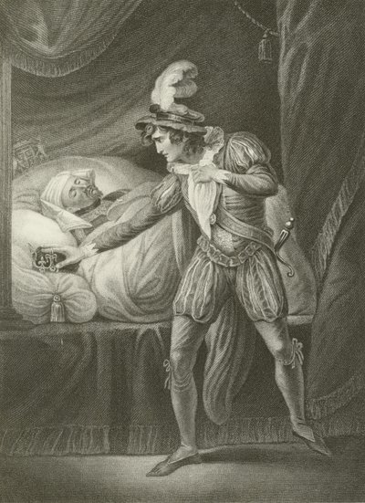 King Henry IV and the Young Prince Hal About to Take His Crown by English School