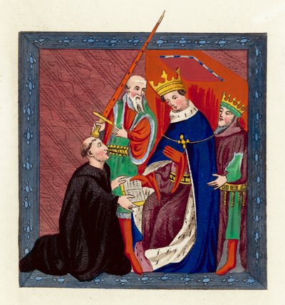 King Henry VI and John Lydgate by English School