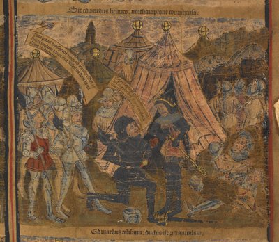 King Henry VI taken captive after the battle of Northampton in 1460 by Edward of York and the Earls of Warwick and Salisbury, illustration from 