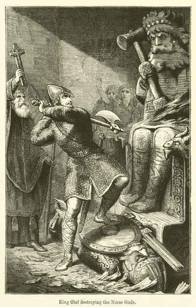 King Olaf Destroying the Norse Gods by English School